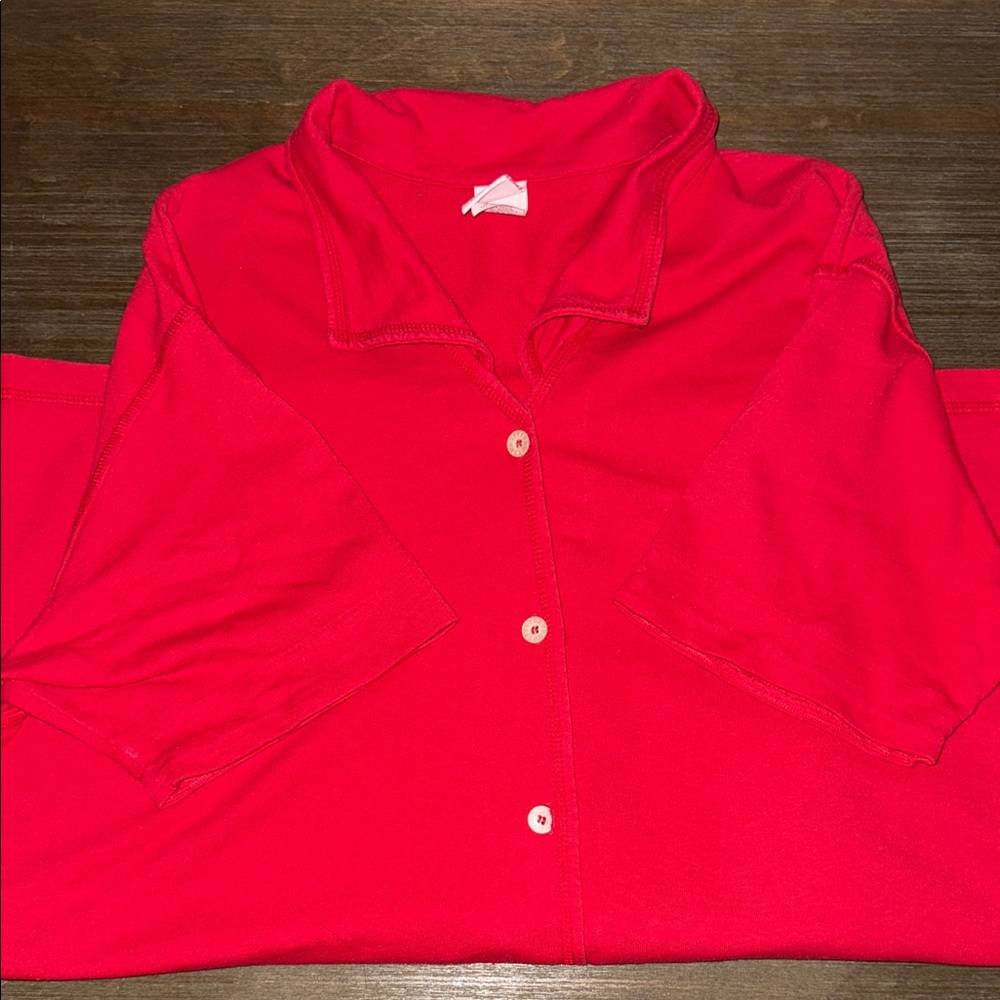 Hot Cotton Red Button Down Dress